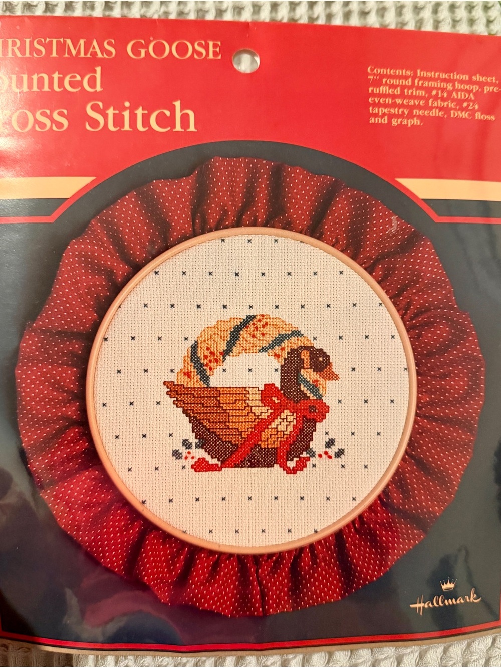 Vintage Hallmark Christmas Goose Counted Cross Stitch Needlepoint Embroidery Kit